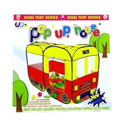 Colorful Train Themed Play Tent for Kids Pop Up Indoor Playhouse