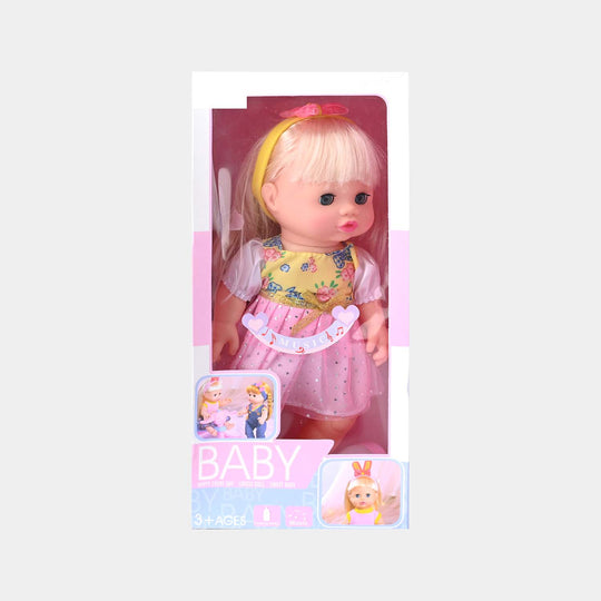 Rubber Baby Doll with Music and Feeding Bottle Toy for Girls