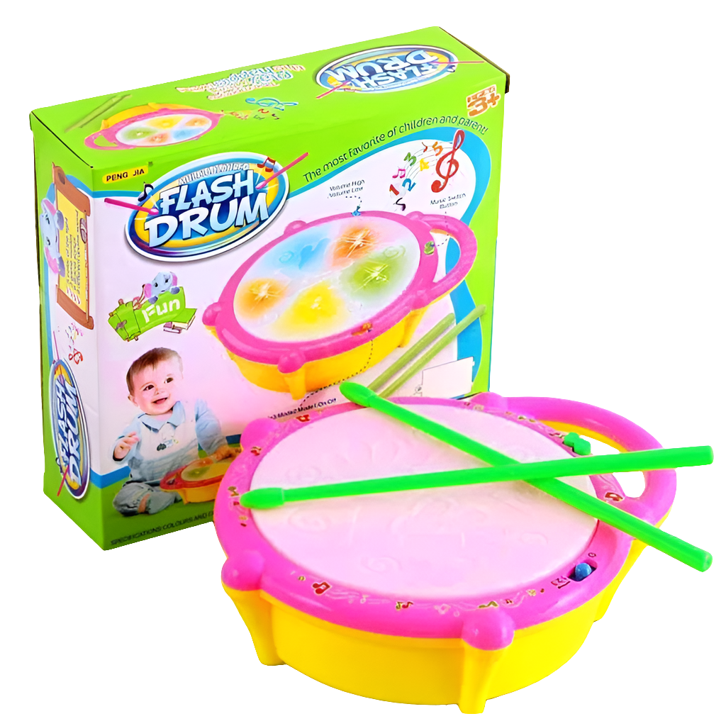 Flash Drum Musical Toy with Lights and Sticks for Kids