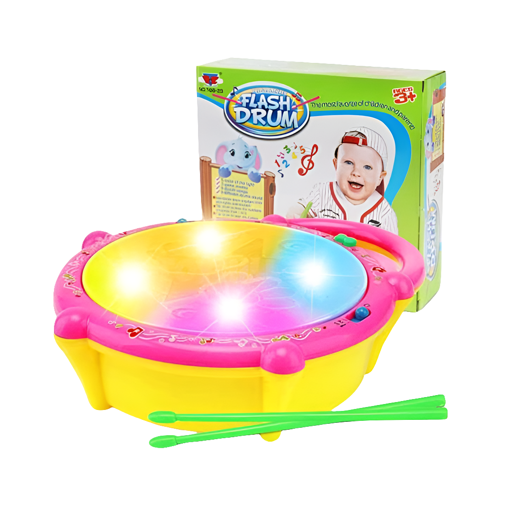 Flash Drum Musical Toy with Lights and Sticks for Kids